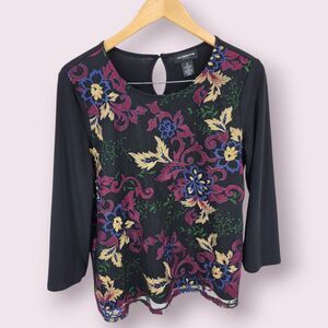 Vtg Whimsigoth Top Small Gothic Dark Fairy Embroidered Office Work Mesh Floral